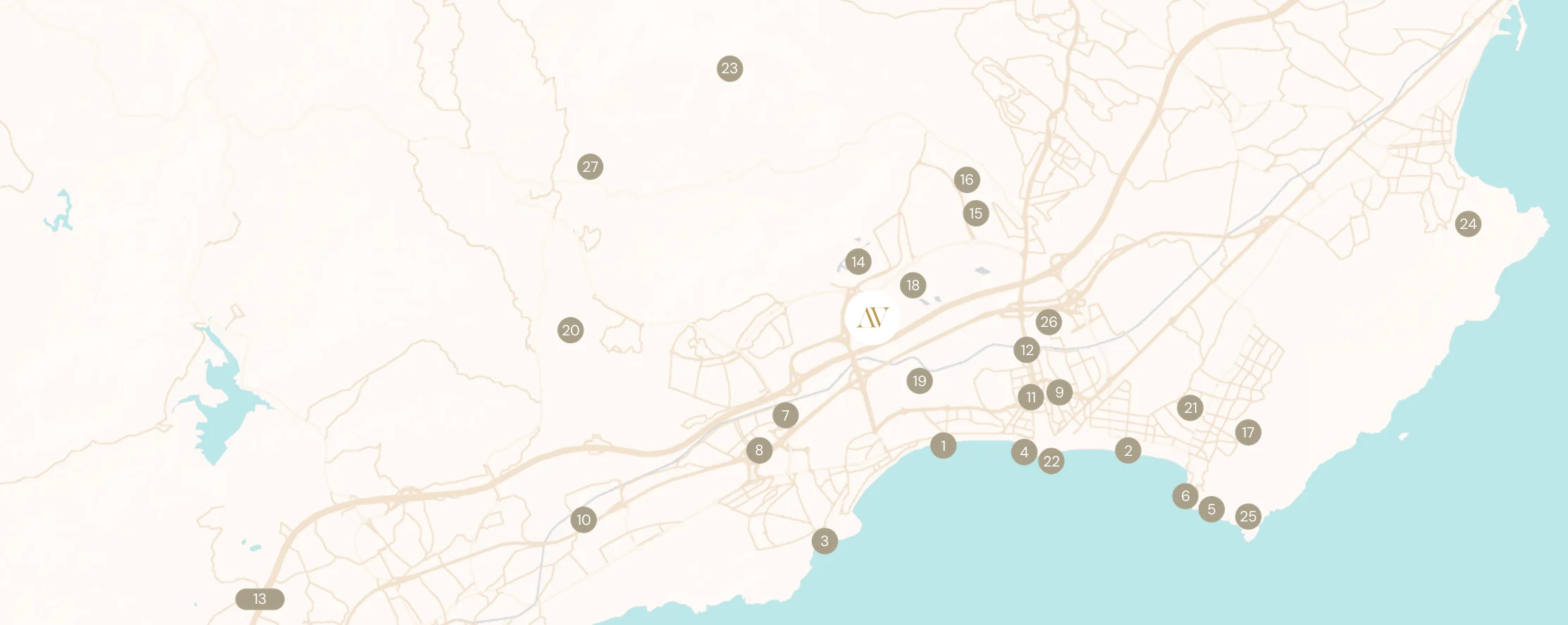 Mapa del entorno de Arena Village en Benidorm